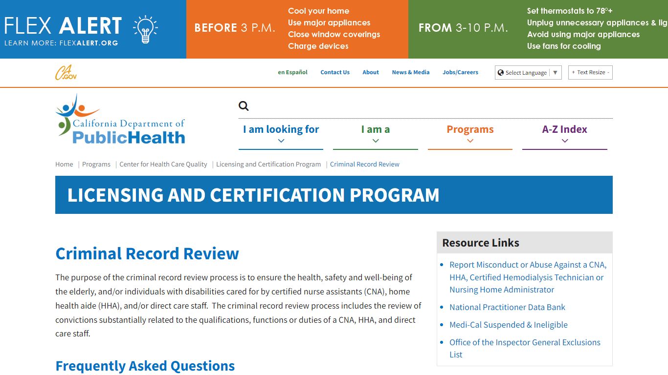 Criminal Record Review - California